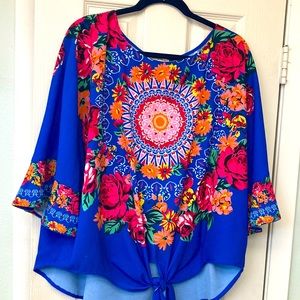 Umgee XL blouse. Tie front